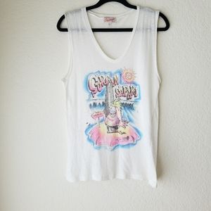 Junk Food White Burnout Surfing Safari Tank Top